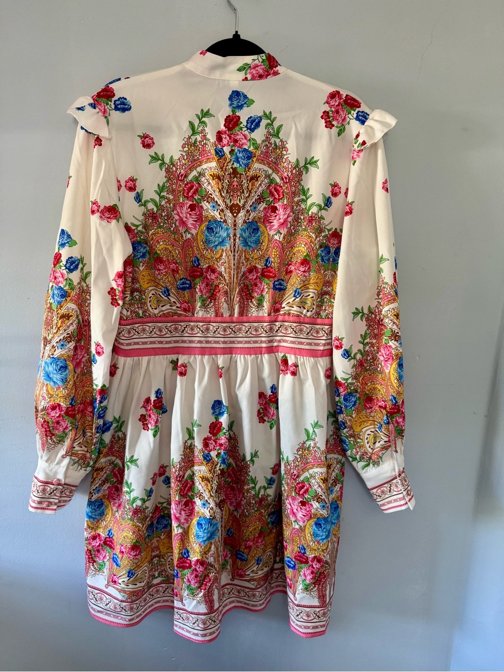 SHEIN White Floral Paisley Mini Dress with Pink & Blue Accents - Picture 6 of 14